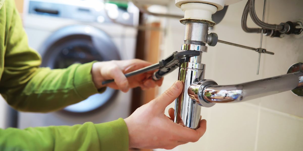 A plumber installing water-saving fixtures, showcasing the eco-friendly practices discussed in MapPlumber.com's guide to sustainable plumbing.